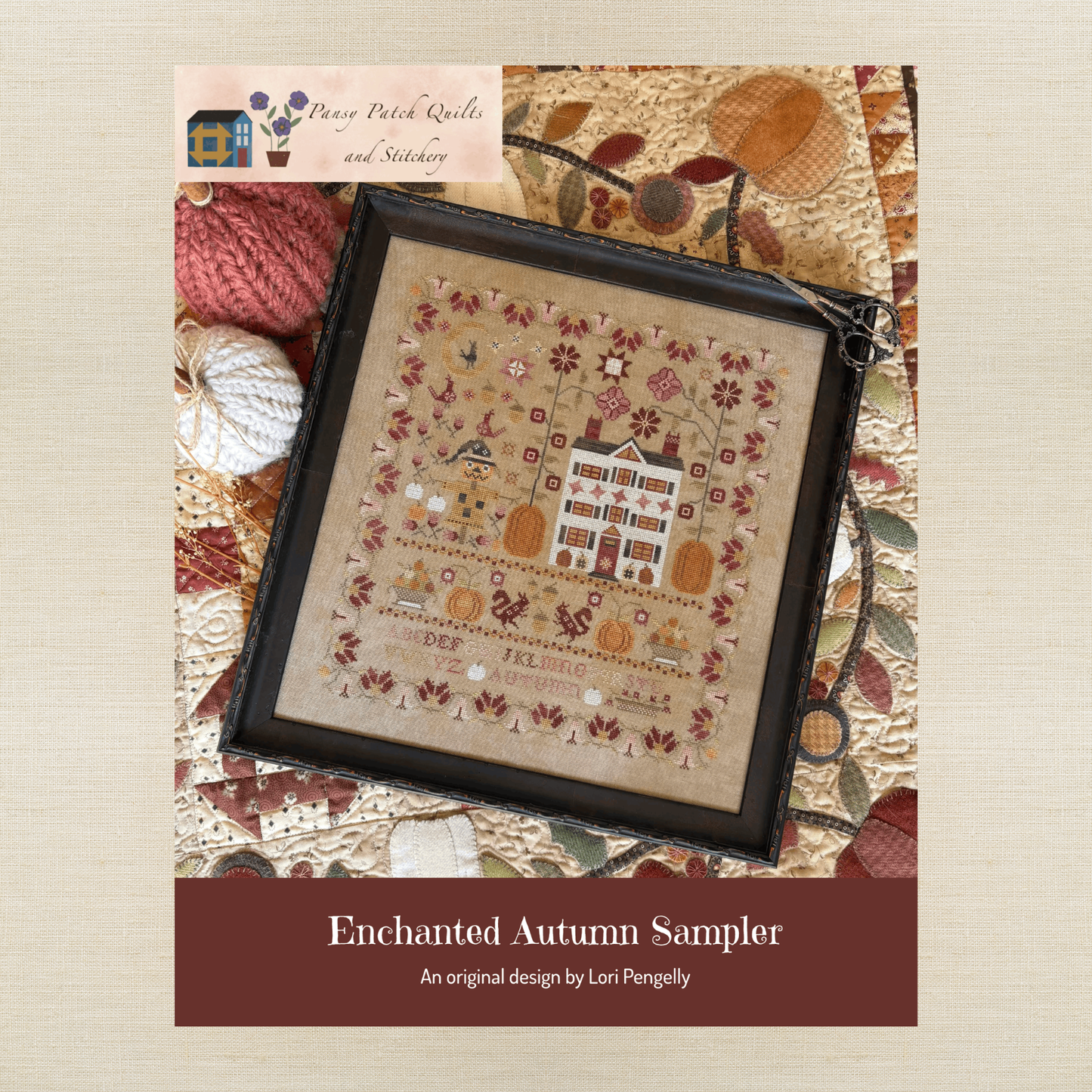 Pansy Patch Quilts and Stitchery - Enchanted Autumn Sampler - Cross Stitch Chart IH and/or Roxy Floss Co Threads