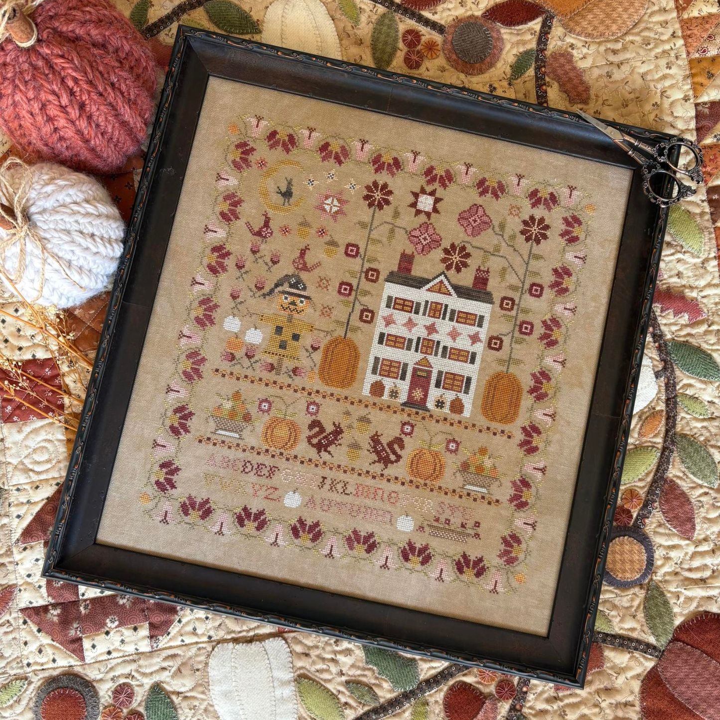 Pansy Patch Quilts and Stitchery - Enchanted Autumn Sampler - Cross Stitch Chart IH and/or Roxy Floss Co Threads