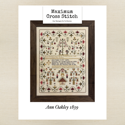Maximum Cross Stitch - Ann Oakley 1839 - Booklet Chart and/or Roxy Floss Pack