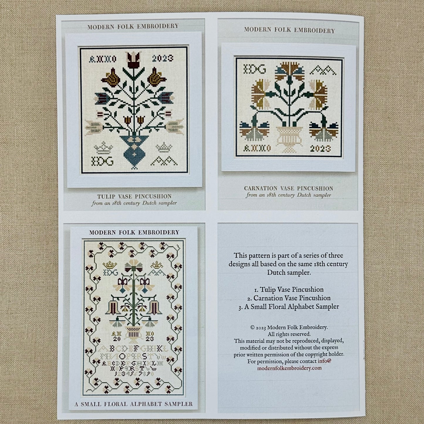 Modern Folk Embroidery - A Small Floral Alphabet Sampler - Booklet Chart