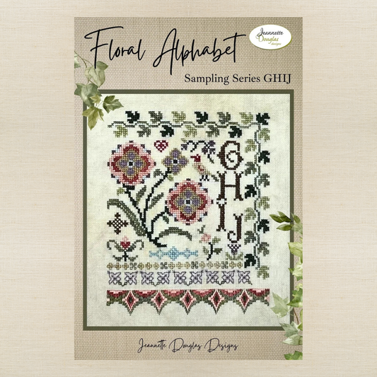 Jeannette Douglas Designs - Floral Alphabet Sampling Series: GHIJ - Booklet Chart