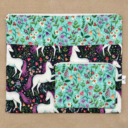 Gallivanting Unicorns  - Project Bag with Coordinating Notions Pouch