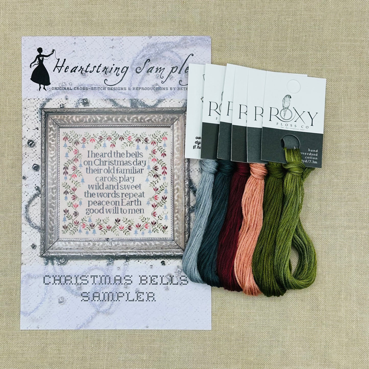 Heartstring Samplery - Christmas Bells Sampler - Cross Stitch Chart and/or Roxy Floss Co Threads