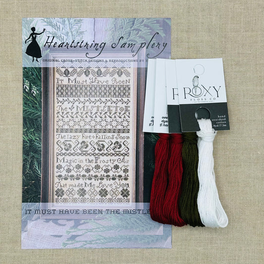 Heartstring Samplery - It Must Have Been the Mistletoe - Cross Stitch Chart and/or Roxy Floss Co Threads