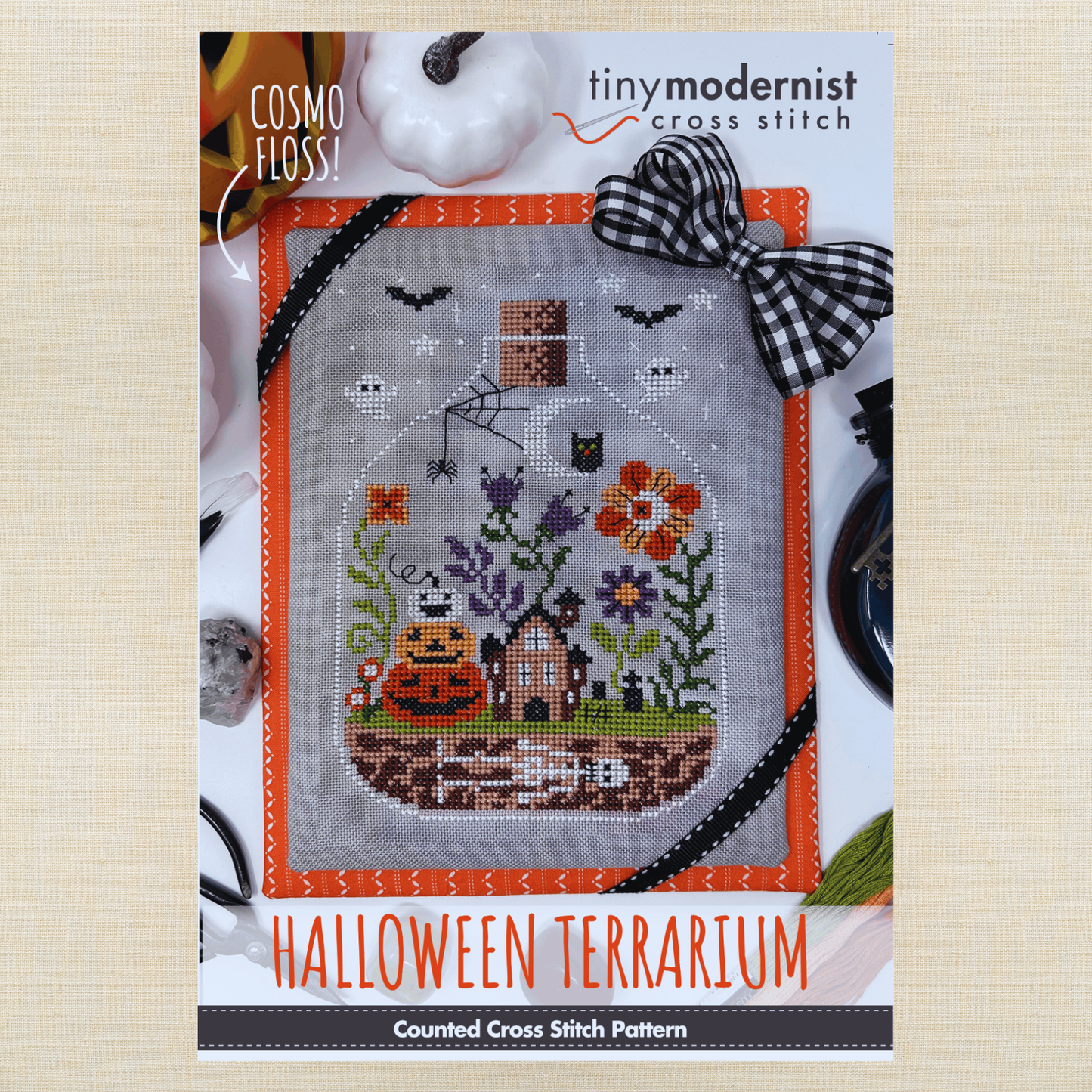 Tiny Modernist - Halloween Terrarium - Chart IH and/or Roxy Floss Conversion