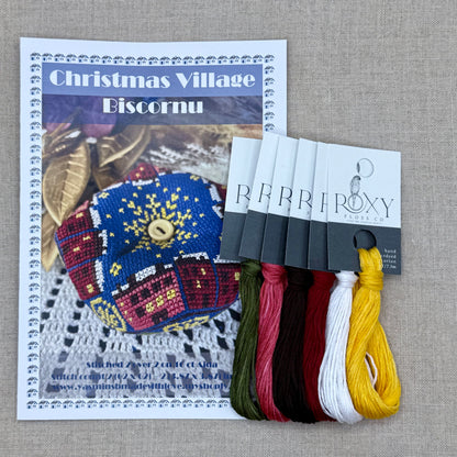 Yasmin's Made with Love - Christmas Village Biscornu - Chart and/or Roxy Floss Pack