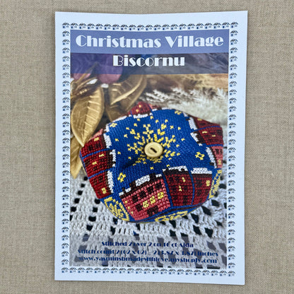 Yasmin's Made with Love - Christmas Village Biscornu - Chart and/or Roxy Floss Pack