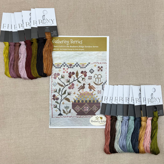 Blueberry Ridge Design - Gathering Berries - Cross Stitch Chart and/or Roxy Floss Co Threads