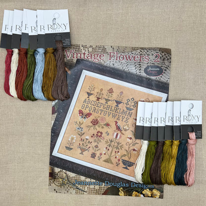 Jeannette Douglas Designs - Vintage Flowers 2 - Booklet Chart and/or Roxy Floss Conversion