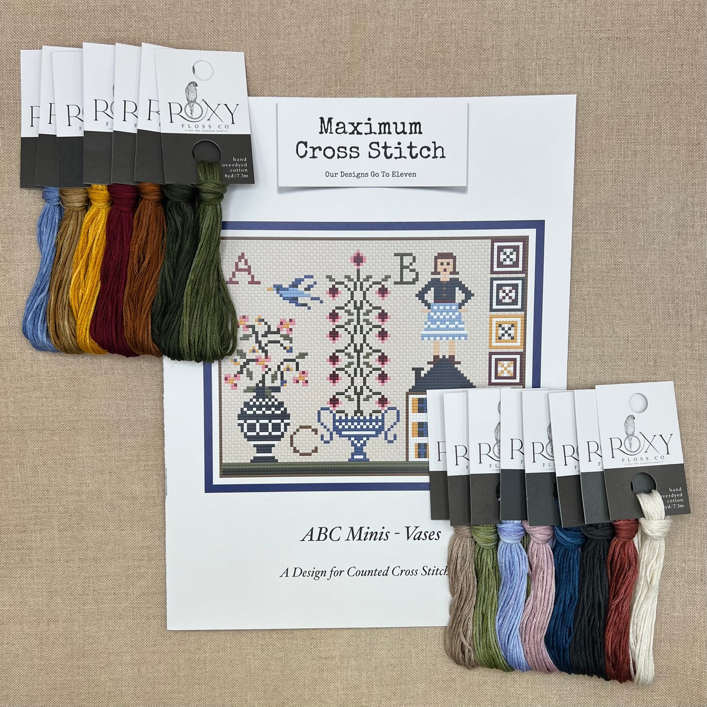 Maximum Cross Stitch - ABC Minis: Vases - Booklet Chart and/or Roxy Floss