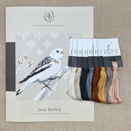 Diana Bloom Designs - Snow Bunting - Chart and/or Roxy Floss