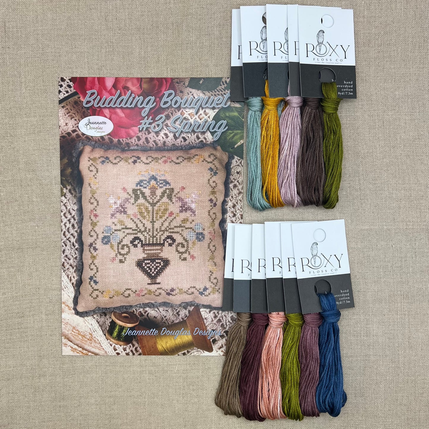 Jeannette Douglas Designs - Budding Bouquet #3 Spring - Booklet Chart and/or Roxy Floss Conversion