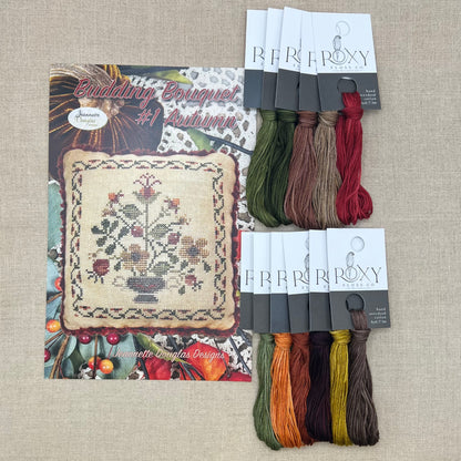 Jeannette Douglas Designs - Budding Bouquet #1 Autumn - Booklet Chart and/or Roxy Floss Conversion