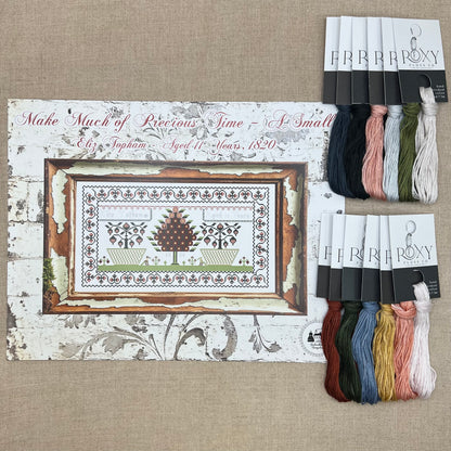 1897 Schoolhouse Samplers - Make Much of Precious Time - A Small: Eliz Topham, Aged 11 Years, 1820 -  Physical Chart and/or Roxy Floss