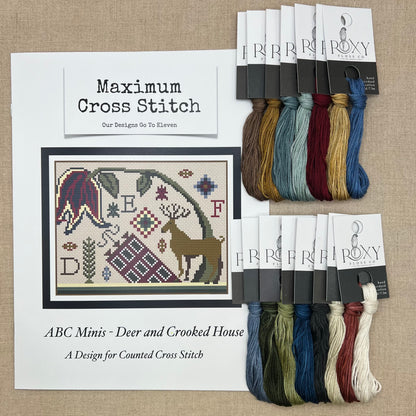 Maximum Cross Stitch - ABC Minis: Deer and Crooked House - Booklet Chart and/or Roxy Floss