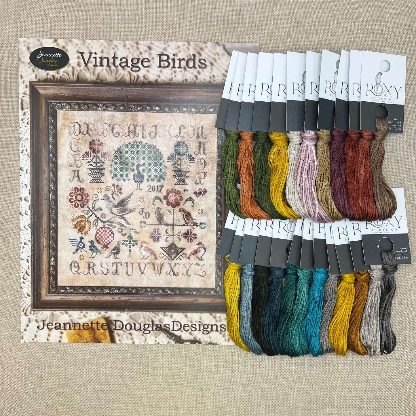 Jeannette Douglas Designs - Vintage Birds - Booklet Chart and/or Roxy Floss Conversion