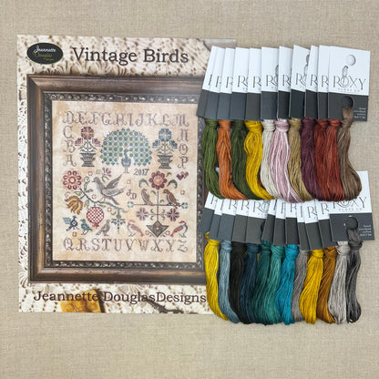Jeannette Douglas Designs - Vintage Birds - Booklet Chart and/or Roxy Floss Conversion