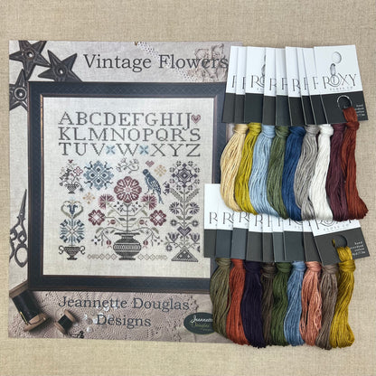Jeannette Douglas Designs - Vintage Flowers 1 - Booklet Chart and/or Roxy Floss Conversion