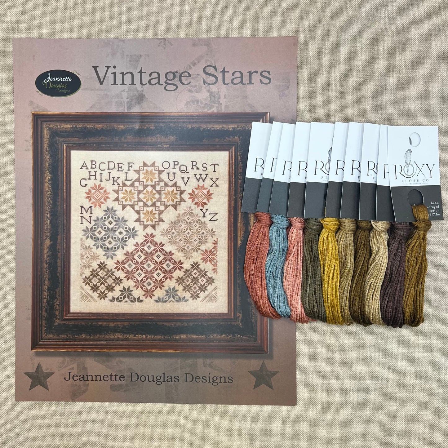 Jeannette Douglas Designs - Vintage Stars - Booklet Chart and/or Roxy Floss Conversion