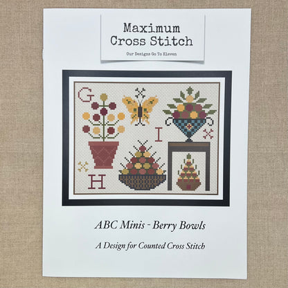 Maximum Cross Stitch - ABC Minis: Berry Bowls - Booklet Chart and/or Roxy Floss