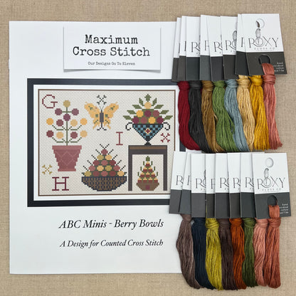 Maximum Cross Stitch - ABC Minis: Berry Bowls - Booklet Chart and/or Roxy Floss