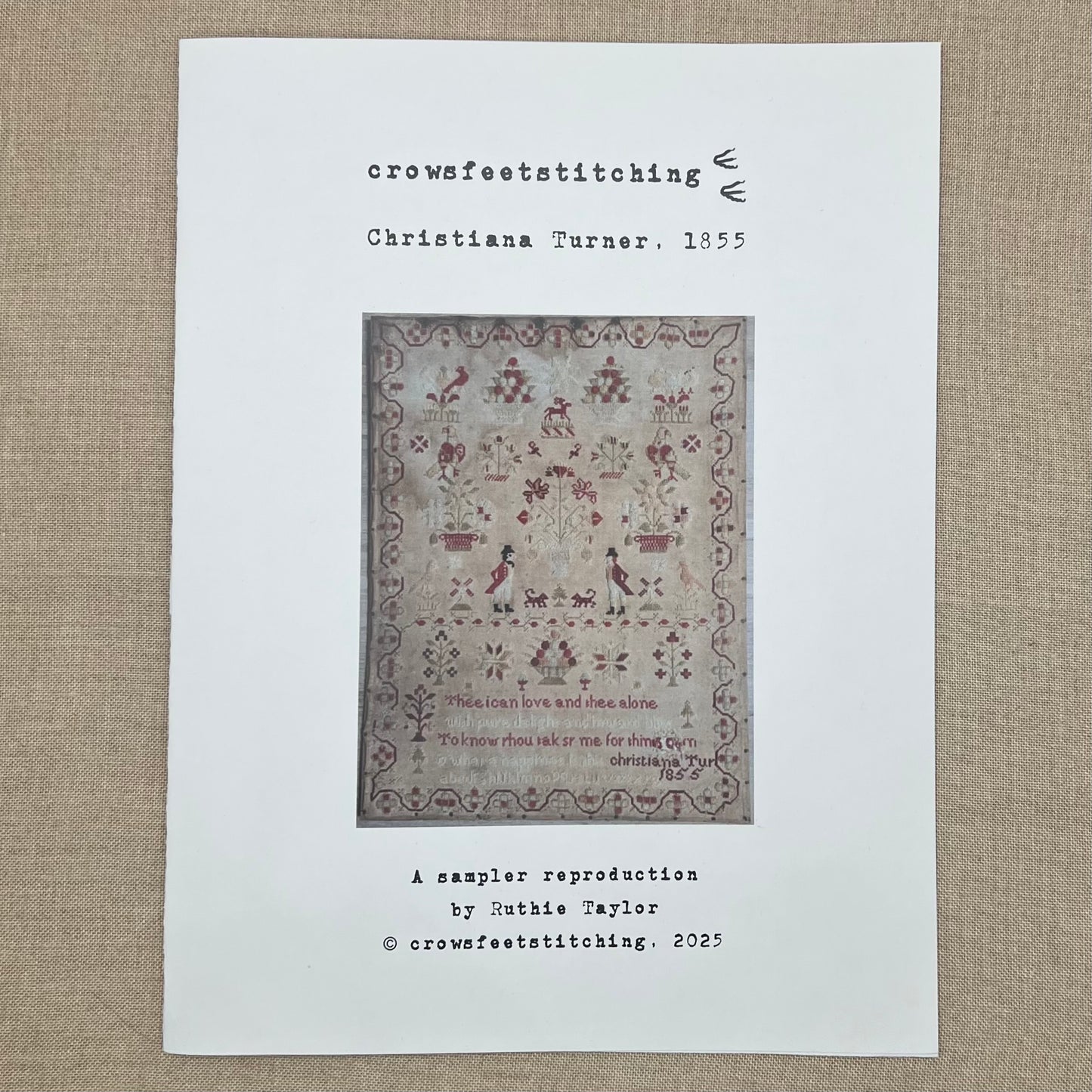 Crowsfeetstitching - Christiana Turner, 1855 - Booklet Chart and/or Roxy Floss Pack