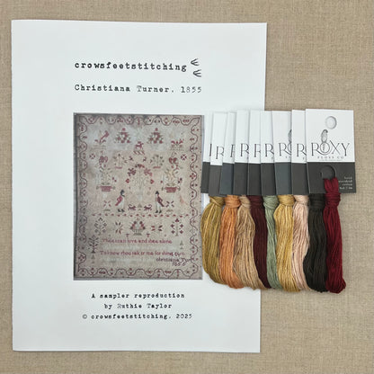 Crowsfeetstitching - Christiana Turner, 1855 - Booklet Chart and/or Roxy Floss Pack