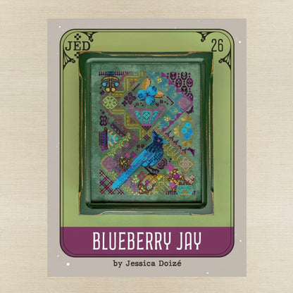 JEDxStitch - Blueberry Jay - Booklet Chart IH and/or Roxy Floss Co Floss