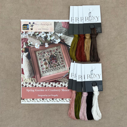 Pansy Patch Quilts and Stitchery - Spring Garden at Cranberry Manor - Cross Stitch Chart and/or Roxy Floss Co Threads
