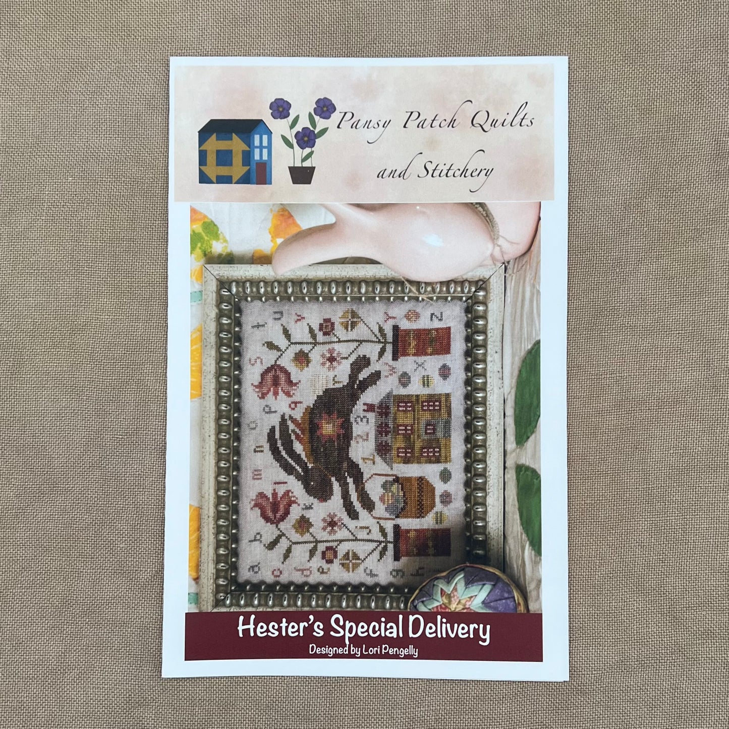 Pansy Patch Quilts and Stitchery - Hester's Special Delivery - Cross Stitch Chart and/or Roxy Floss Co Threads