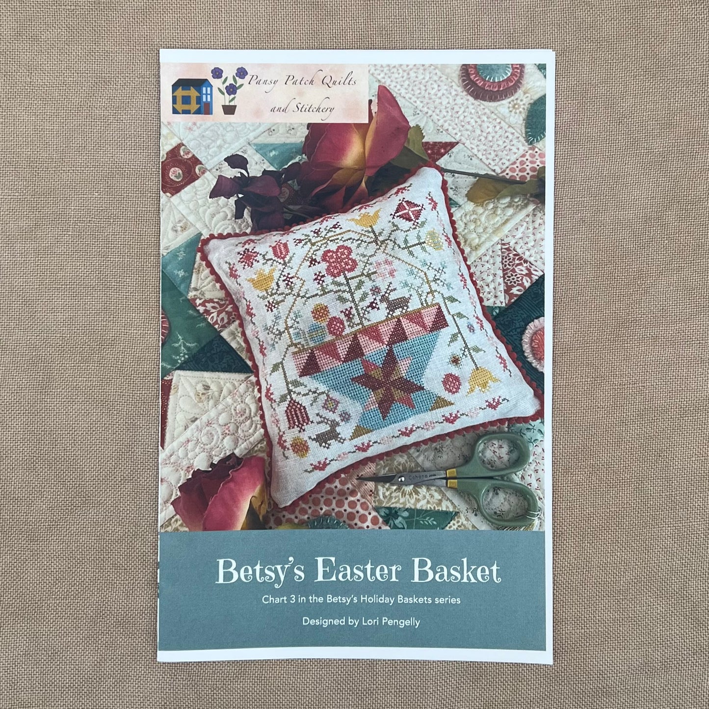 Pansy Patch Quilts and Stitchery - Betsy's Easter Basket - Cross Stitch Chart and/or Roxy Floss Co Threads