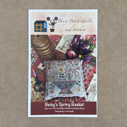 Pansy Patch Quilts and Stitchery - Betsy's Spring Basket - Cross Stitch Chart and/or Roxy Floss Co Threads