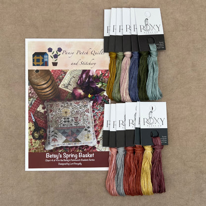 Pansy Patch Quilts and Stitchery - Betsy's Spring Basket - Cross Stitch Chart and/or Roxy Floss Co Threads