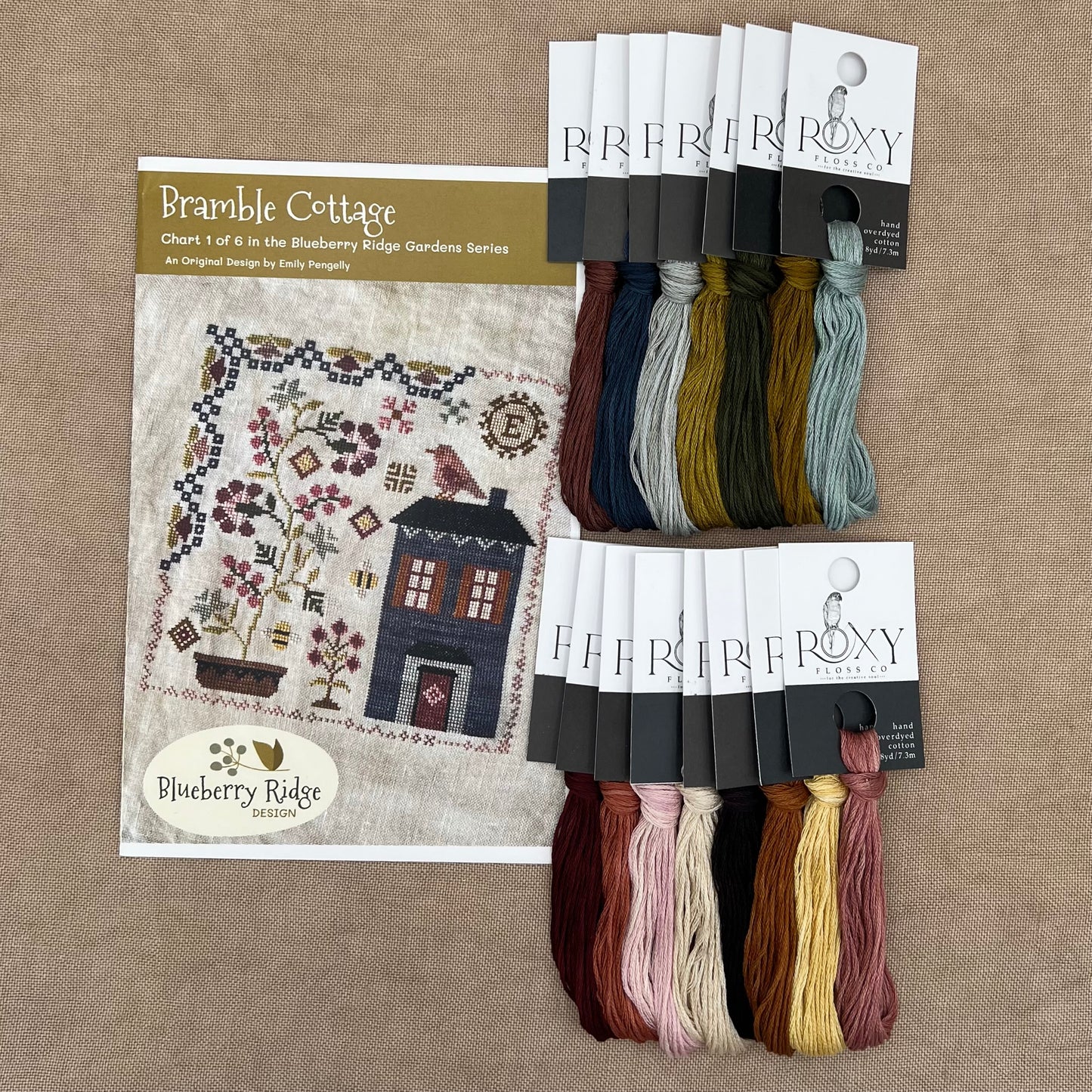 Blueberry Ridge Design - Bramble Cottage - Cross Stitch Chart and/or Roxy Floss Co Threads