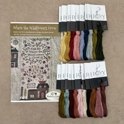 Blueberry Ridge Design - Where the Wildflowers Grow - Cross Stitch Chart and/or Roxy Floss Co Threads