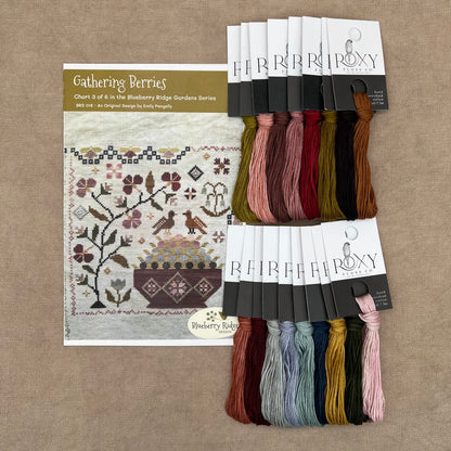 Blueberry Ridge Design - Gathering Berries - Cross Stitch Chart and/or Roxy Floss Co Threads
