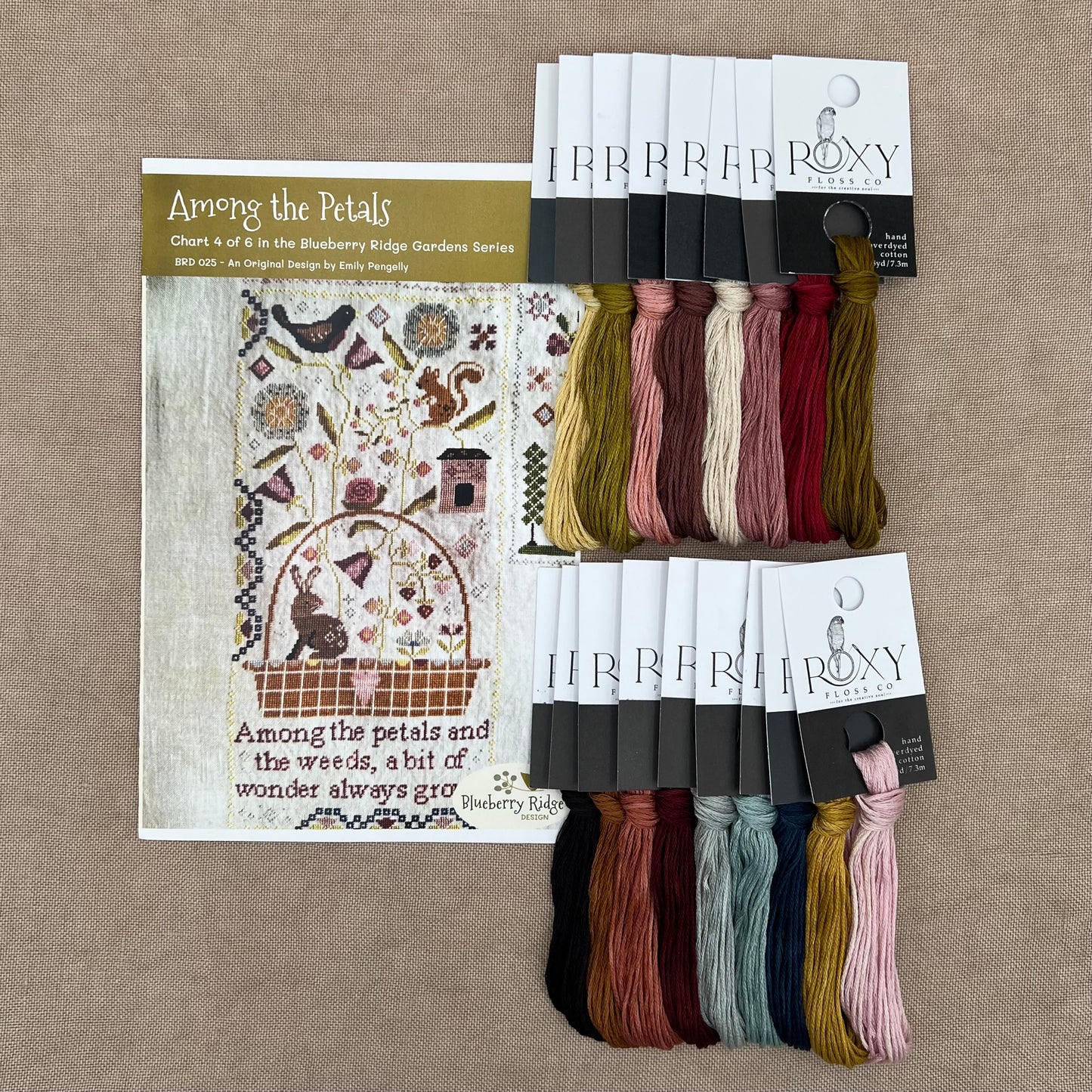 Blueberry Ridge Design - Among the Petals - Cross Stitch Chart and/or Roxy Floss Co Threads