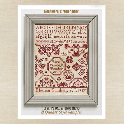 Modern Folk Embroidery - Love, Peace, & Tenderness - Booklet Chart IH and/or Roxy Floss