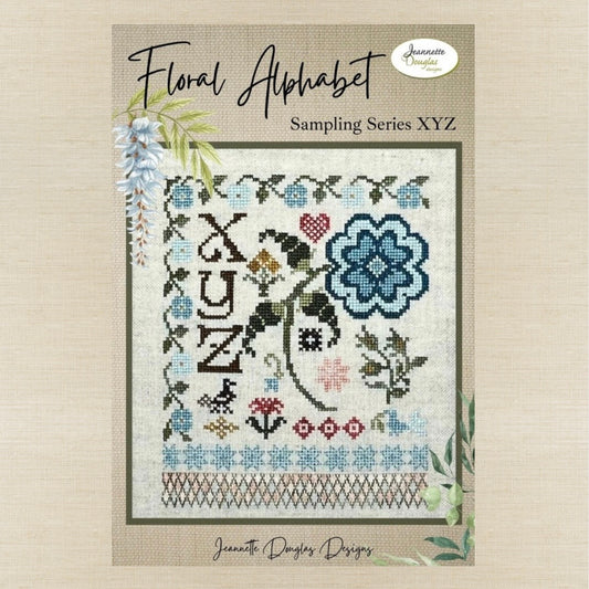 Jeannette Douglas Designs - Floral Alphabet Sampling Series: XYZ - Booklet Chart