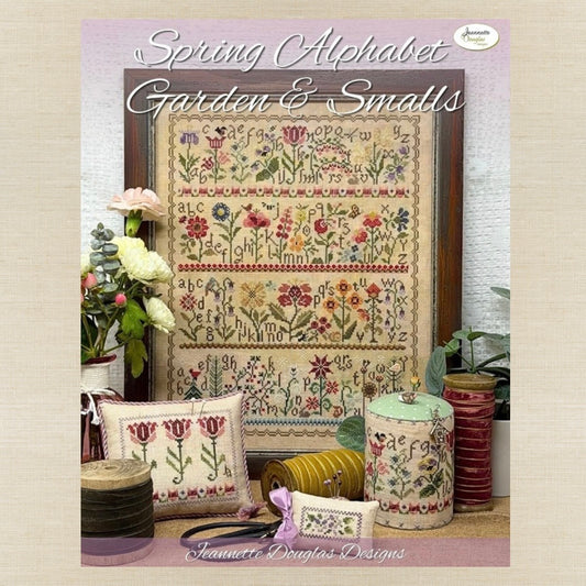 Jeannette Douglas Designs - Spring Alphabet Garden & Smalls - Booklet Chart and/or Roxy Floss Conversion