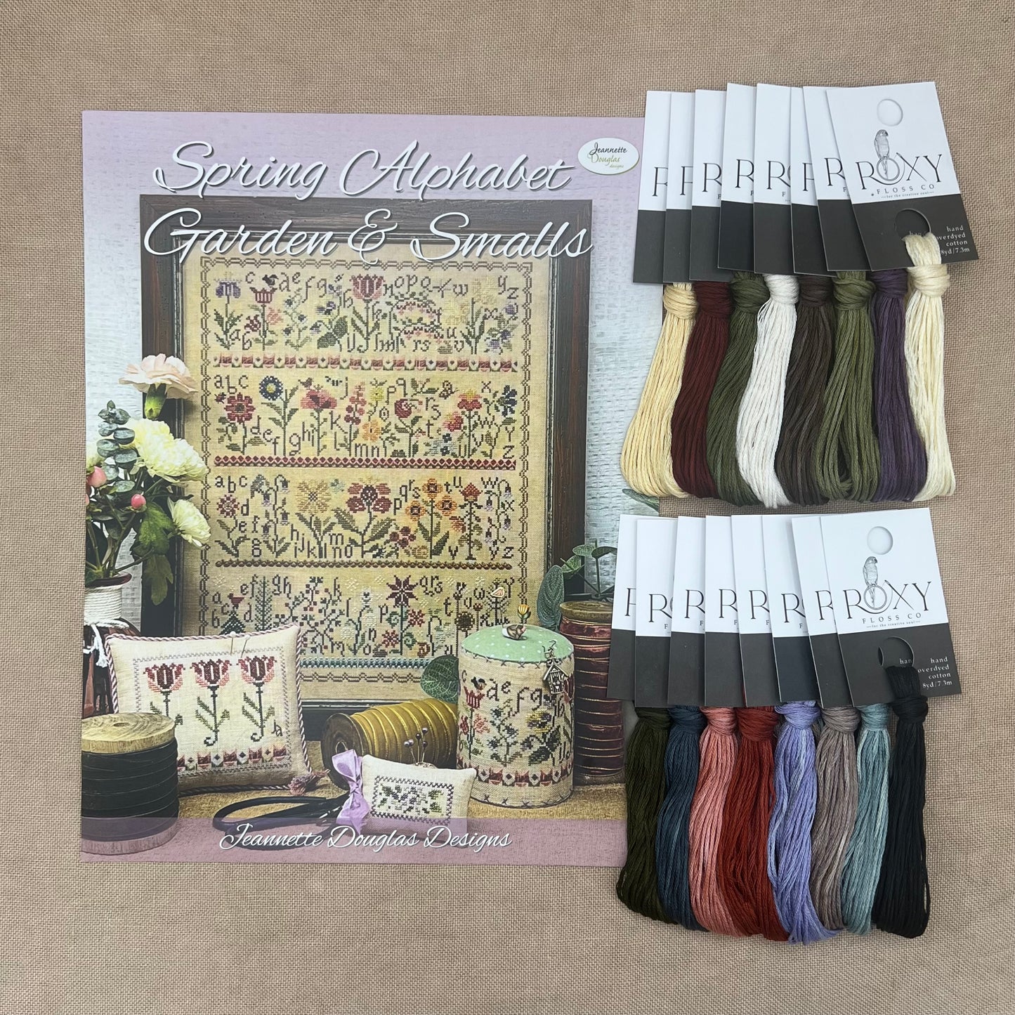 Jeannette Douglas Designs - Spring Alphabet Garden & Smalls - Booklet Chart and/or Roxy Floss Conversion