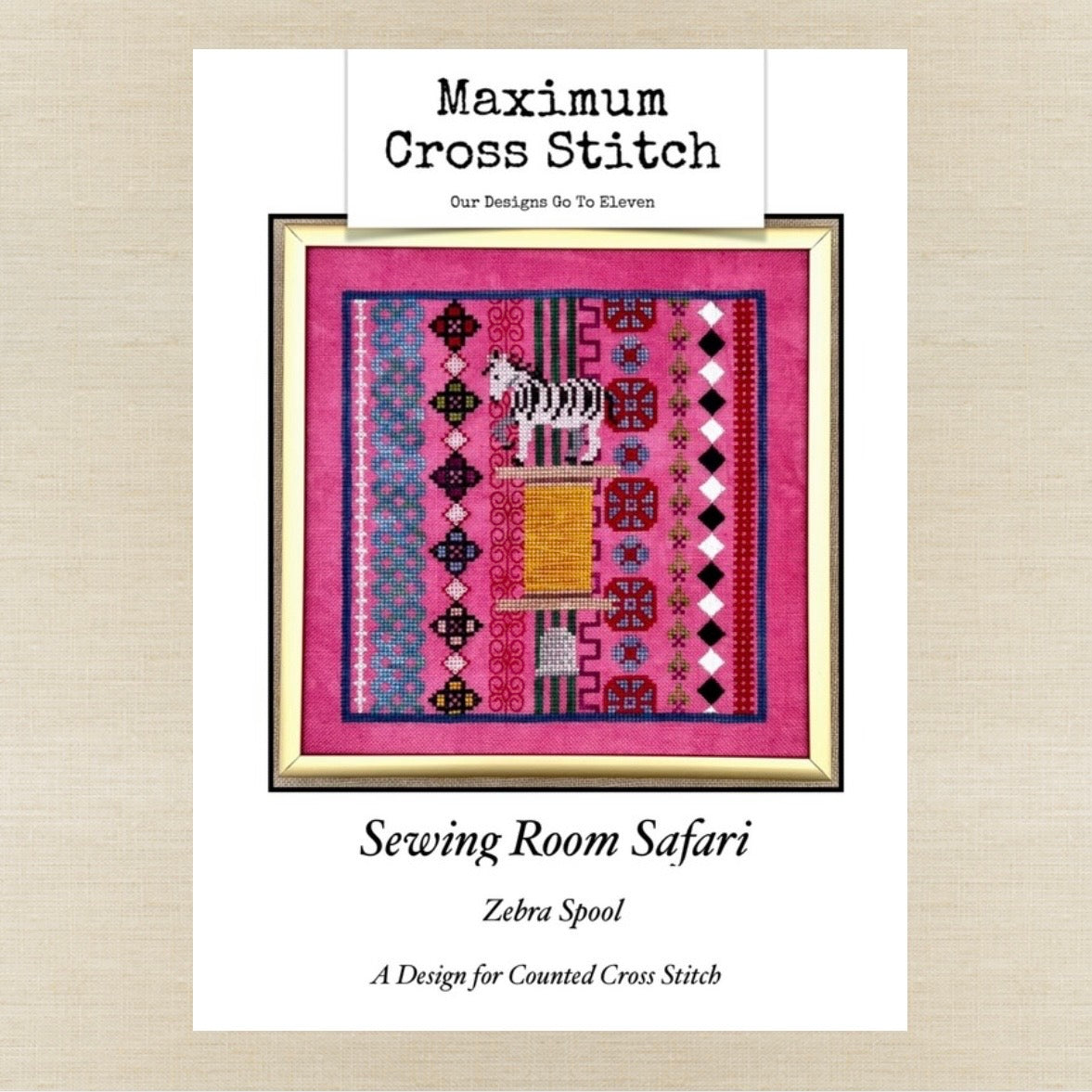 Maximum Cross Stitch - Sewing Room Safari: Zebra Spool - Booklet Chart IH and/or Roxy Floss
