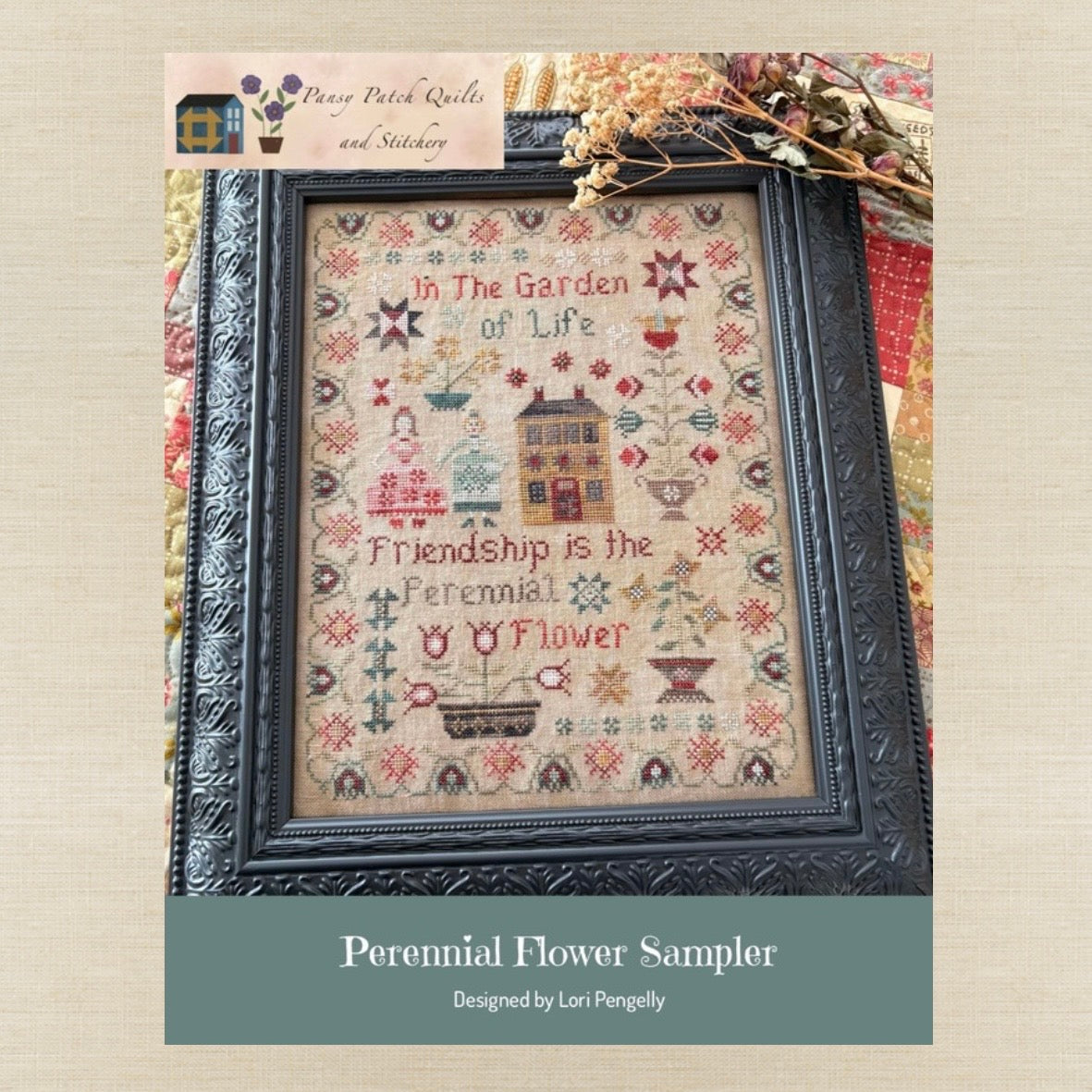 Pansy Patch Quilts and Stitchery - Perennial Flower Sampler - Cross Stitch Chart IH and/or Roxy Floss Co Threads
