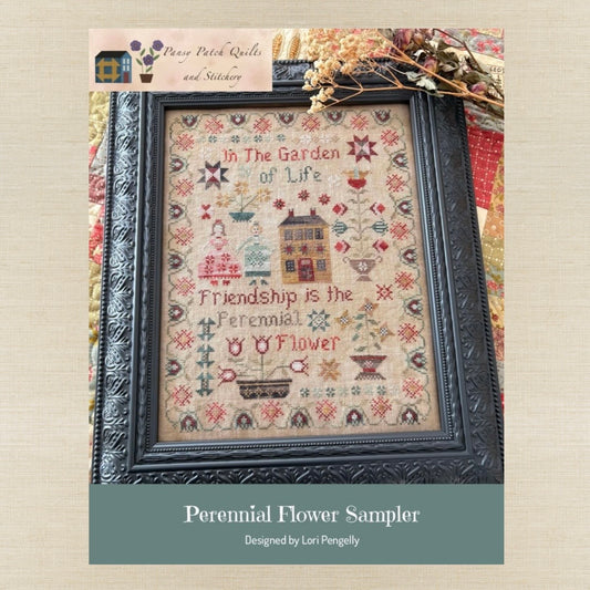Pansy Patch Quilts and Stitchery - Perennial Flower Sampler - Cross Stitch Chart IH and/or Roxy Floss Co Threads
