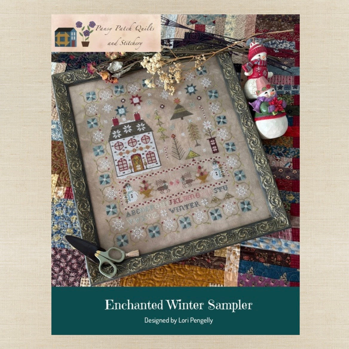 Pansy Patch Quilts and Stitchery - Enchanted Winter Sampler - Cross Stitch Chart IH and/or Roxy Floss Co Threads
