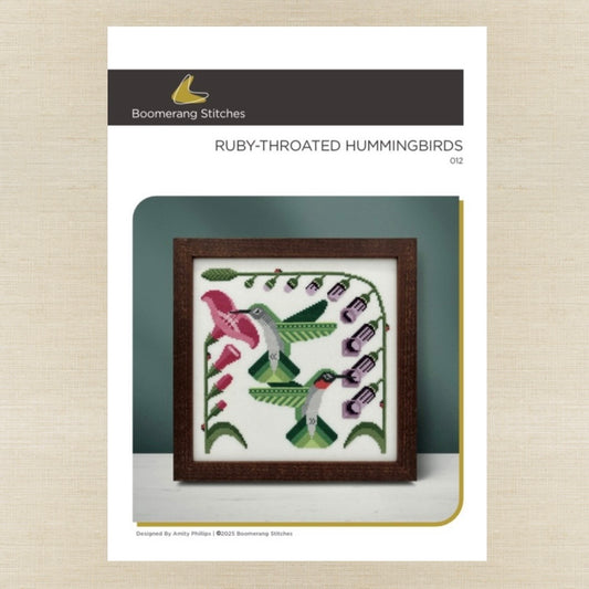 Boomerang Stitches - Ruby-Throated Hummingbirds - Cross Stitch Chart IH and/or Roxy Floss Co Threads