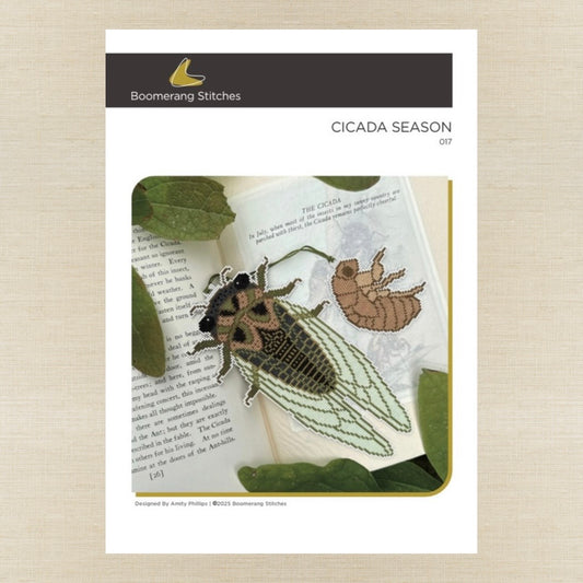 Boomerang Stitches - Cicada Season - Cross Stitch Chart IH and/or Roxy Floss Co Threads