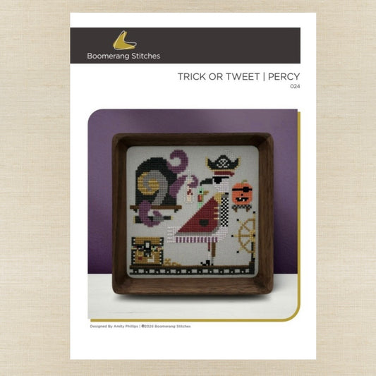 Boomerang Stitches - Trick or Tweet: Percy - Cross Stitch Chart IH and/or Roxy Floss Co Threads