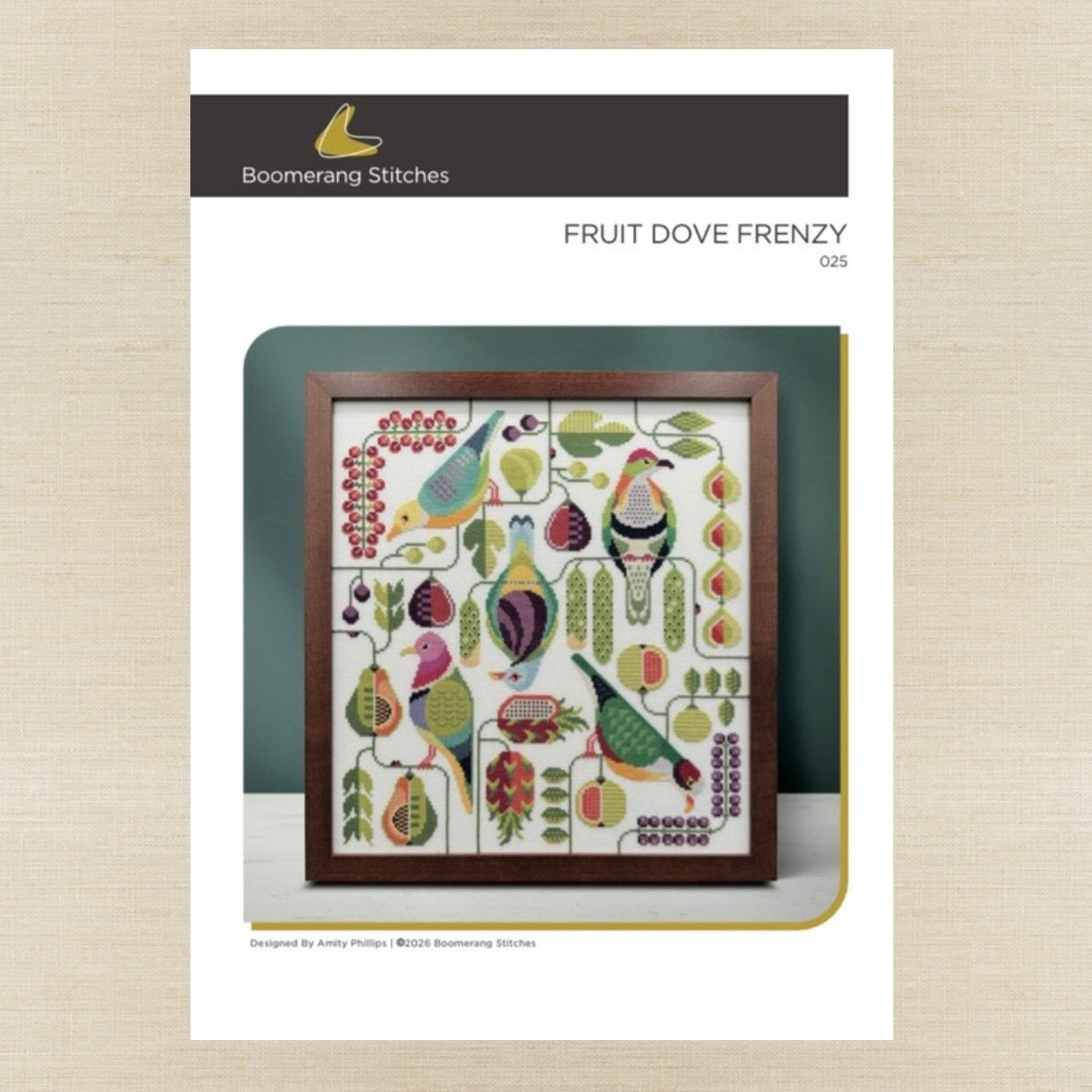 Boomerang Stitches - Fruit Dove Frenzy - Cross Stitch Chart IH and/or Roxy Floss Co Threads