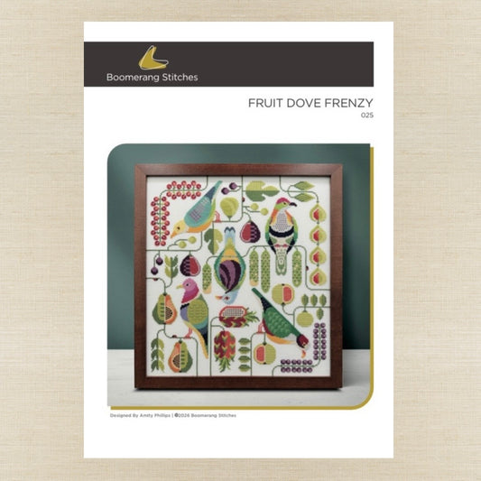 Boomerang Stitches - Fruit Dove Frenzy - Cross Stitch Chart IH and/or Roxy Floss Co Threads